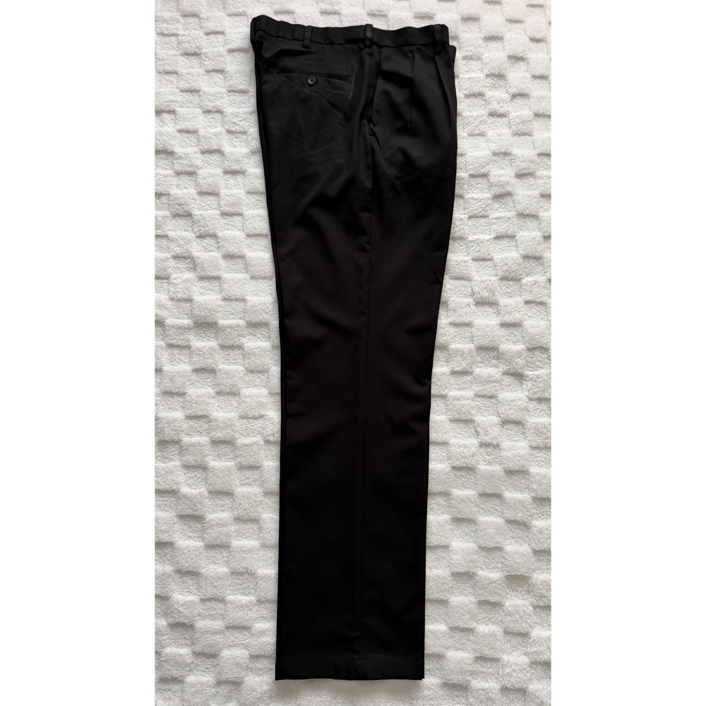 Haggar Cool 18 Pro Mens Pants 35x34 Black Classic Fit Pleated Dress Trousers - Picture 2 of 11